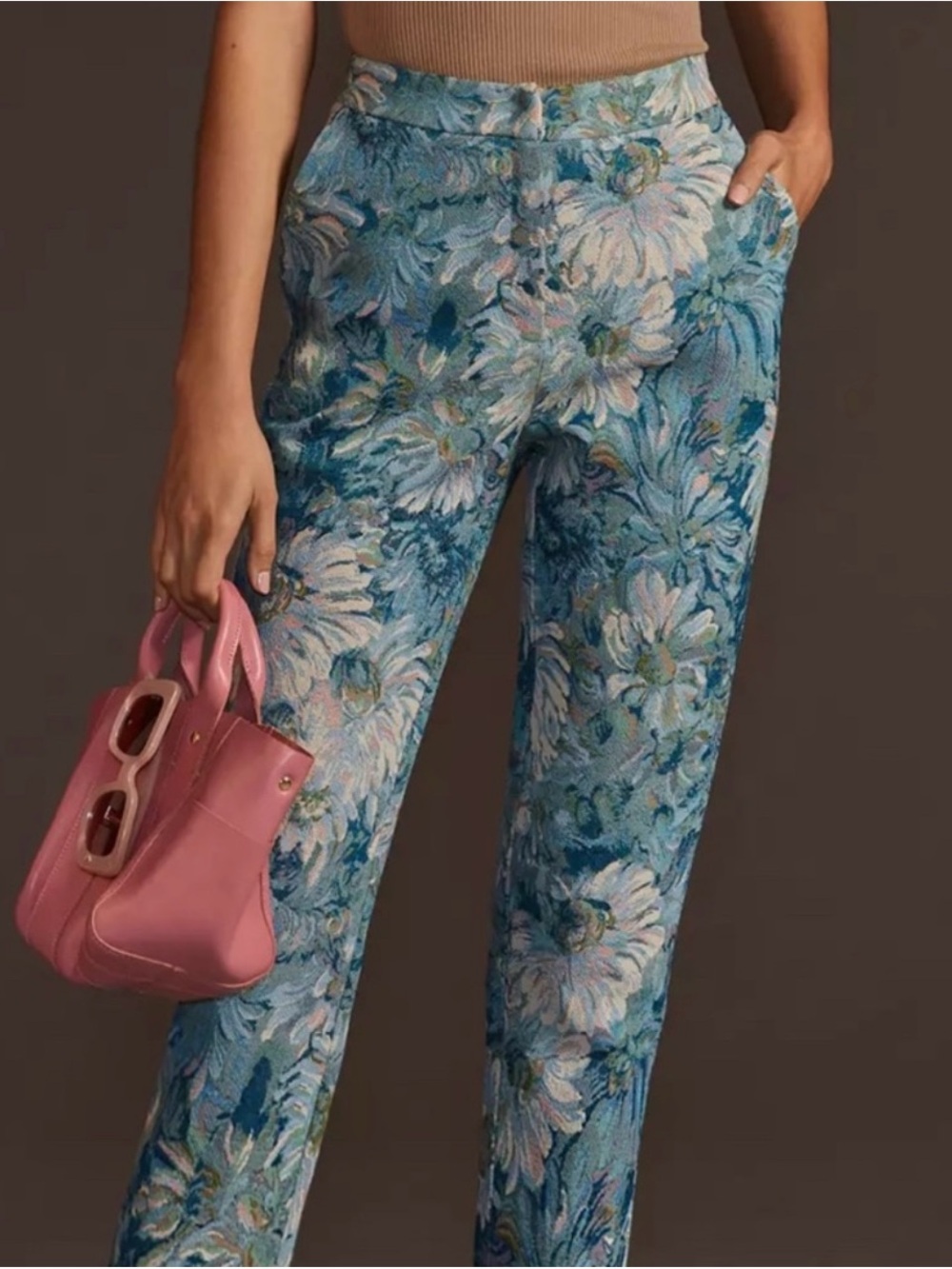Anthropologie Floral Jacquard pants